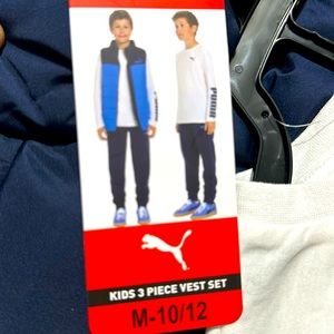 NEW PUMA  Boy's Kid's 3-piece Vest Set - blue/white  Size 10/12 jogg…